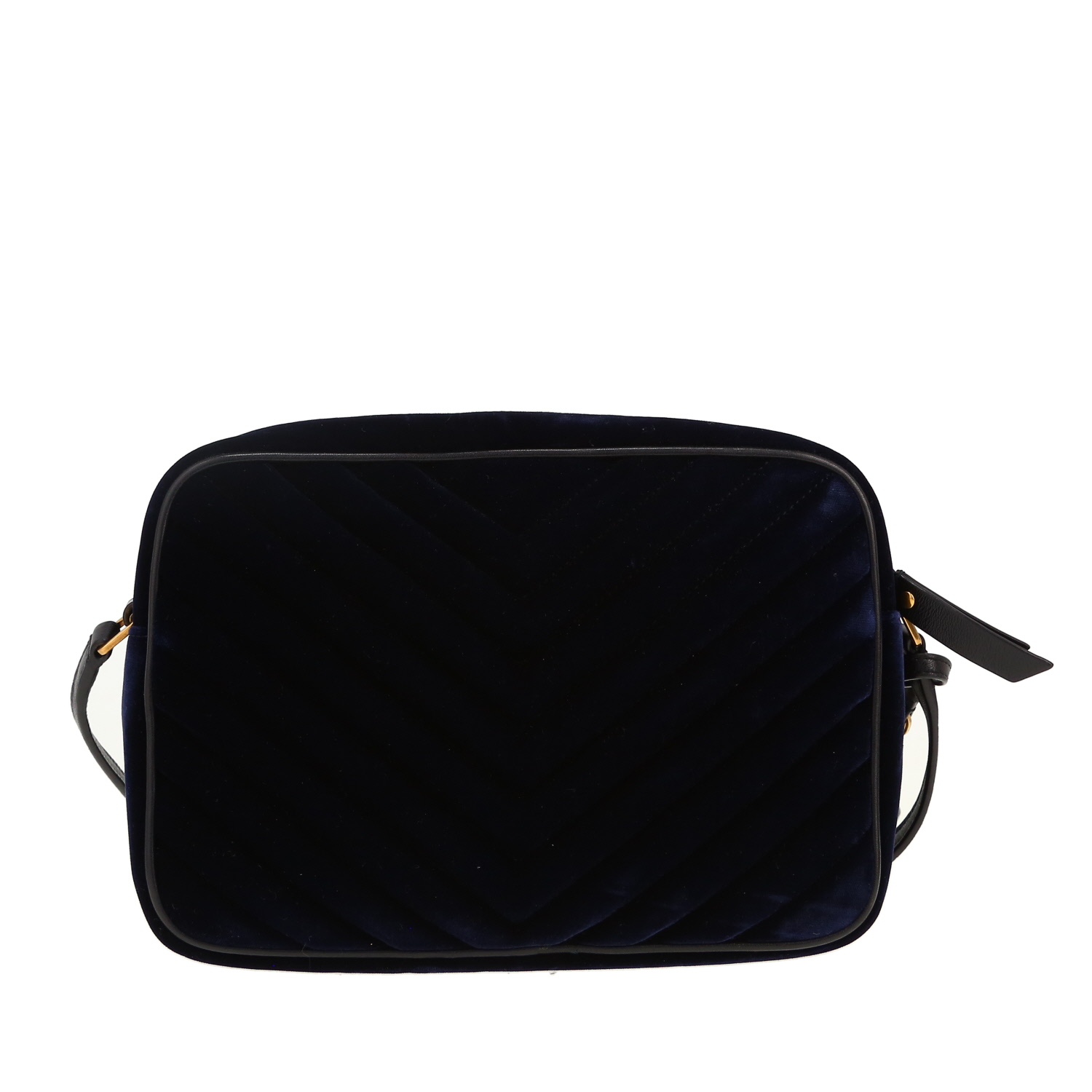 Saint Laurent  Lou Sac Caméra shoulder bag  in blue velvet - Detail D4