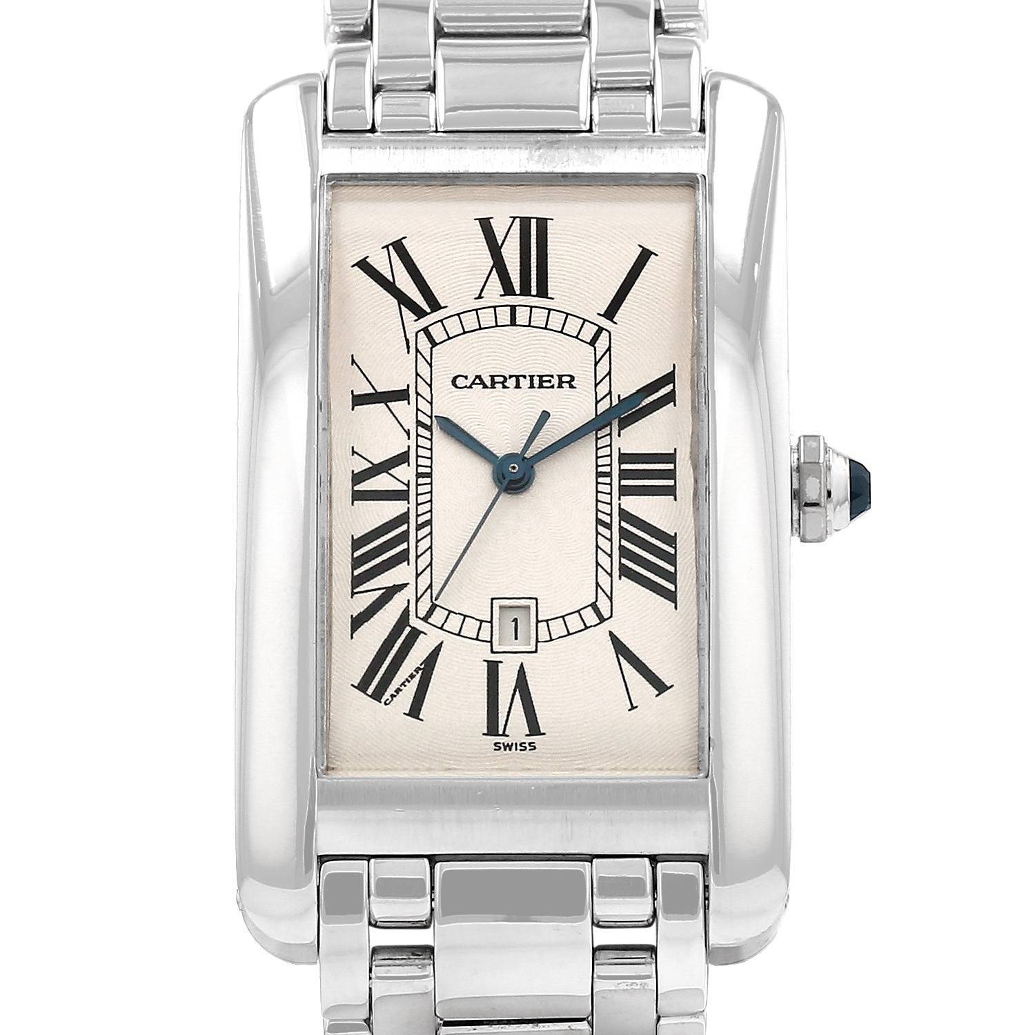 Montre Cartier Tank Américaine grand modèle en or blanc Ref: