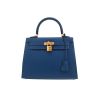 Borsa Hermès  Kelly 25 cm in vitello Madame blu - 360 thumbnail