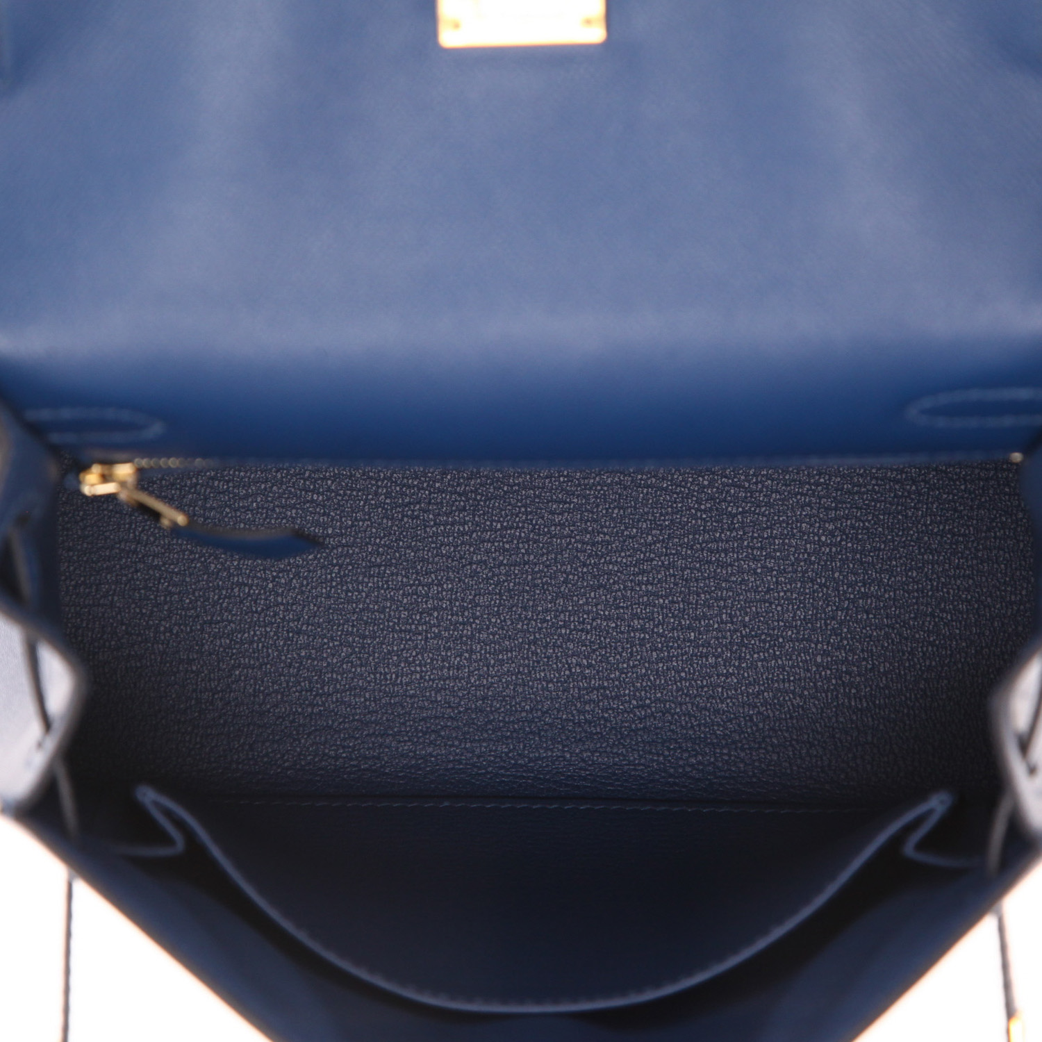 Borsa Hermès  Kelly 25 cm in vitello Madame blu - Detail D3