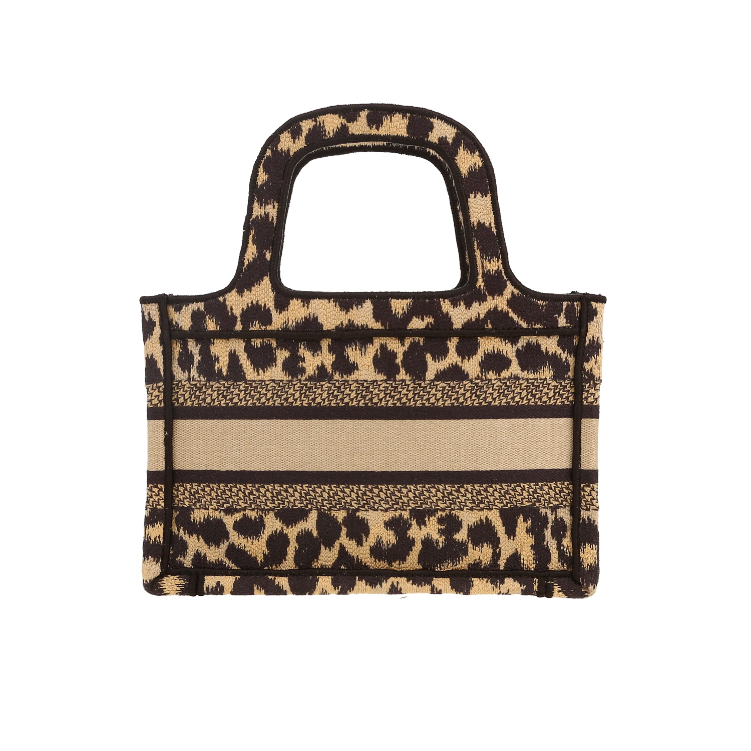 Bolso de mano Dior  Book Tote mini  en lona beige y negra - Detail D4
