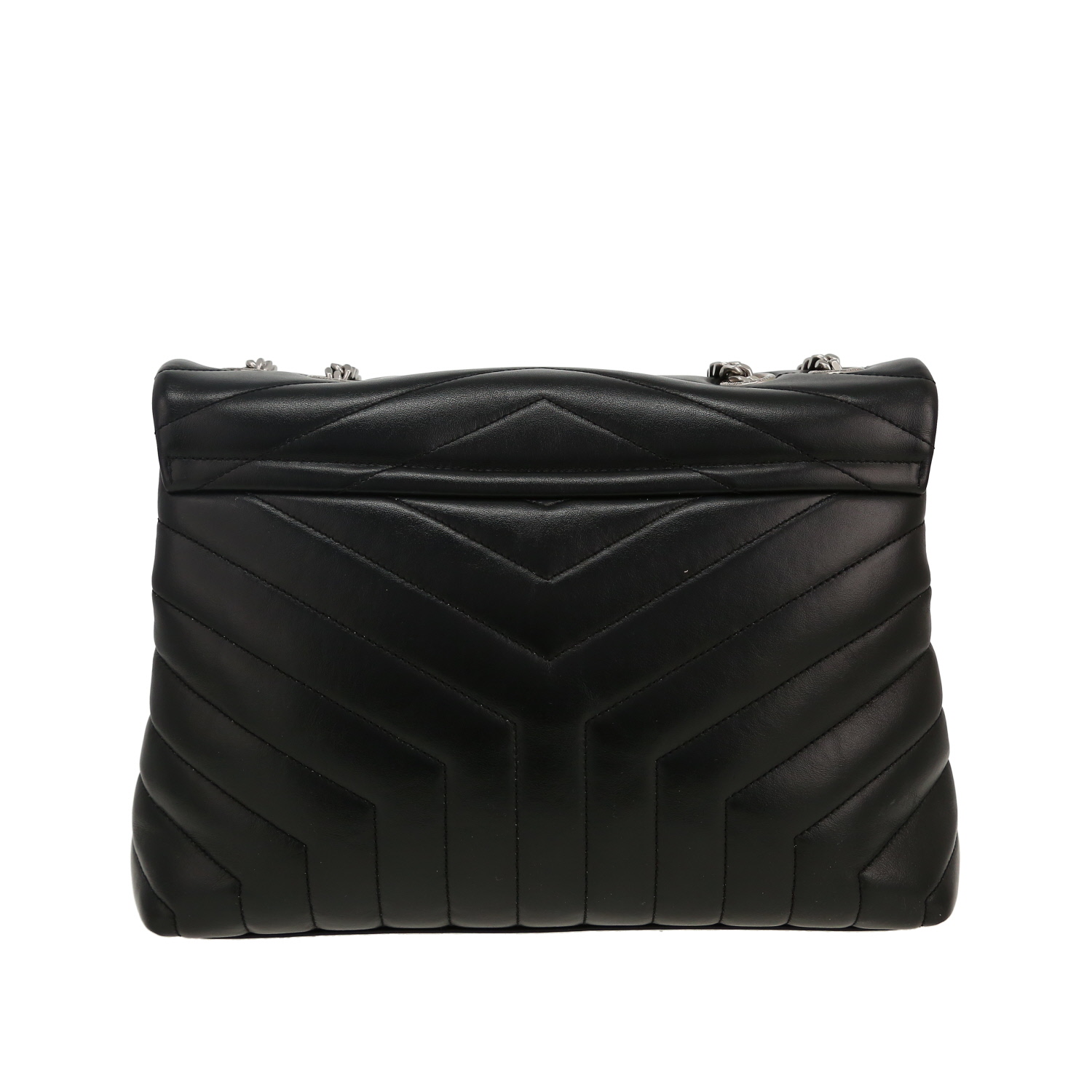 Saint Laurent  Loulou handbag  in black chevron quilted leather - Detail D4