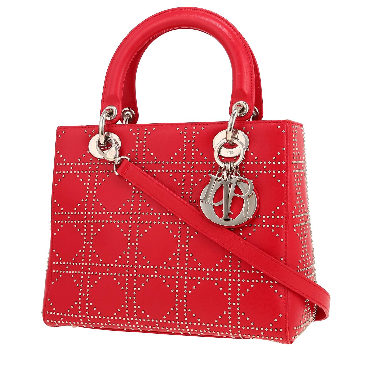 Bolso de mano Dior  Lady Dior en cuero rojo