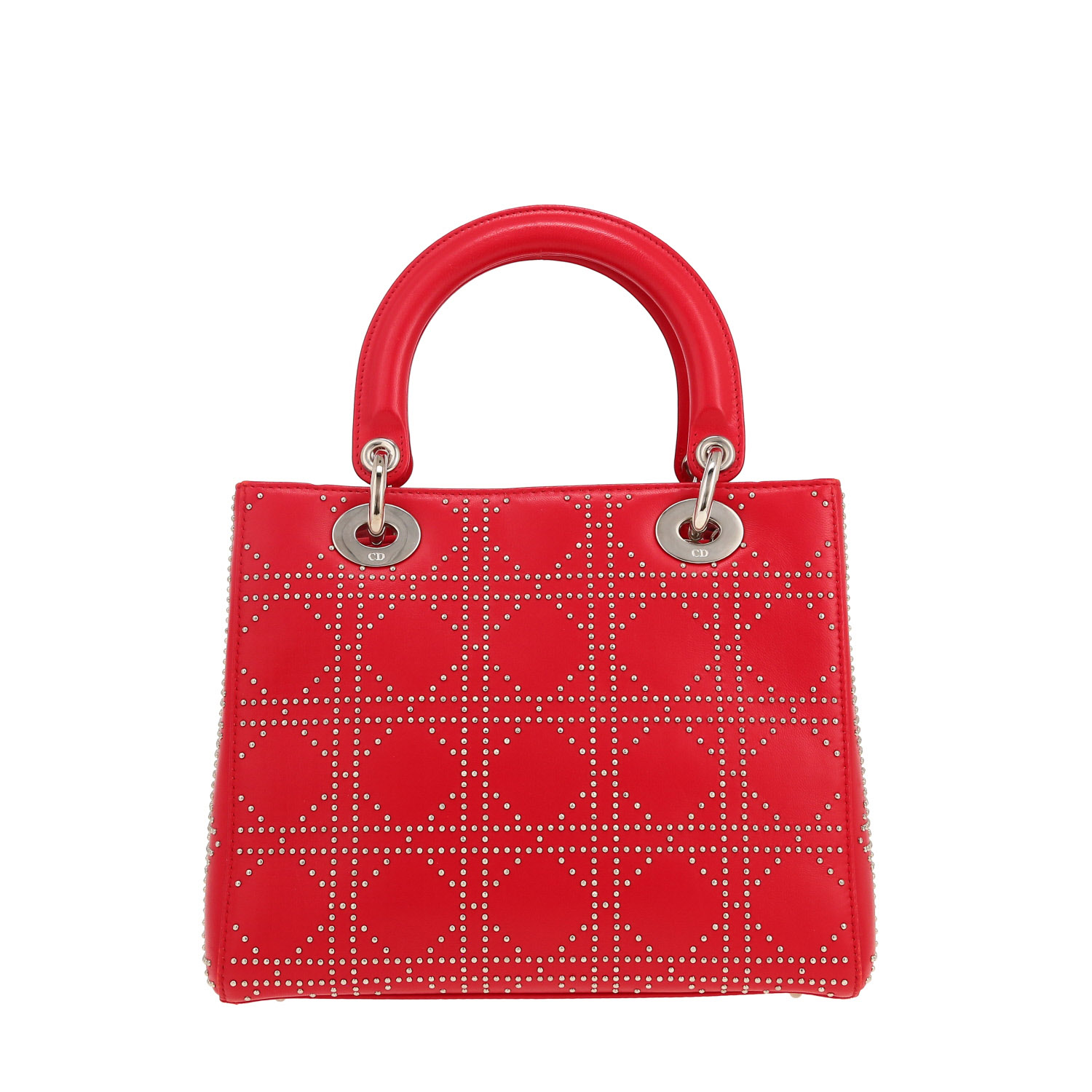 Dior  Lady Dior handbag  in red leather - Detail D4