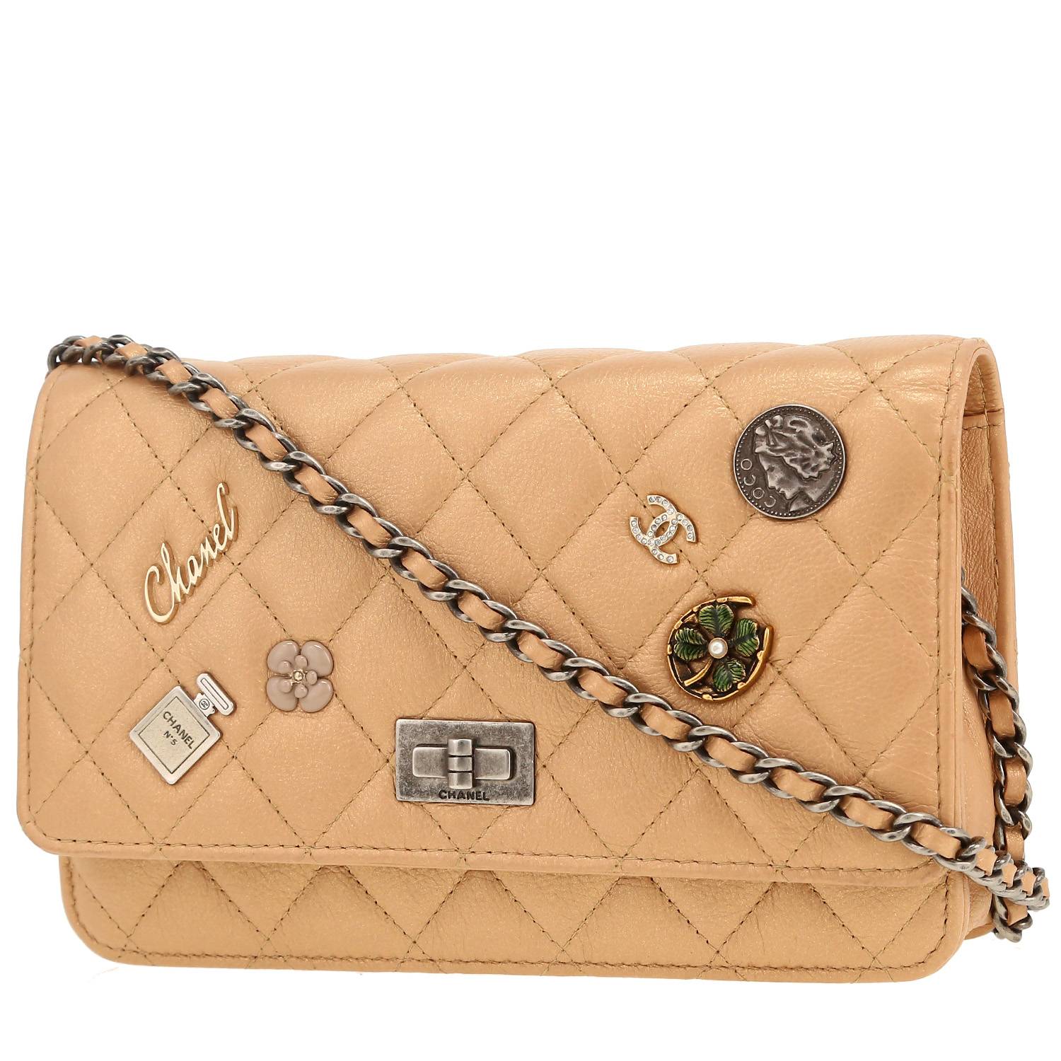 Bolso bandolera Chanel  2.55 - Wallet on Chain en cuero acolchado beige