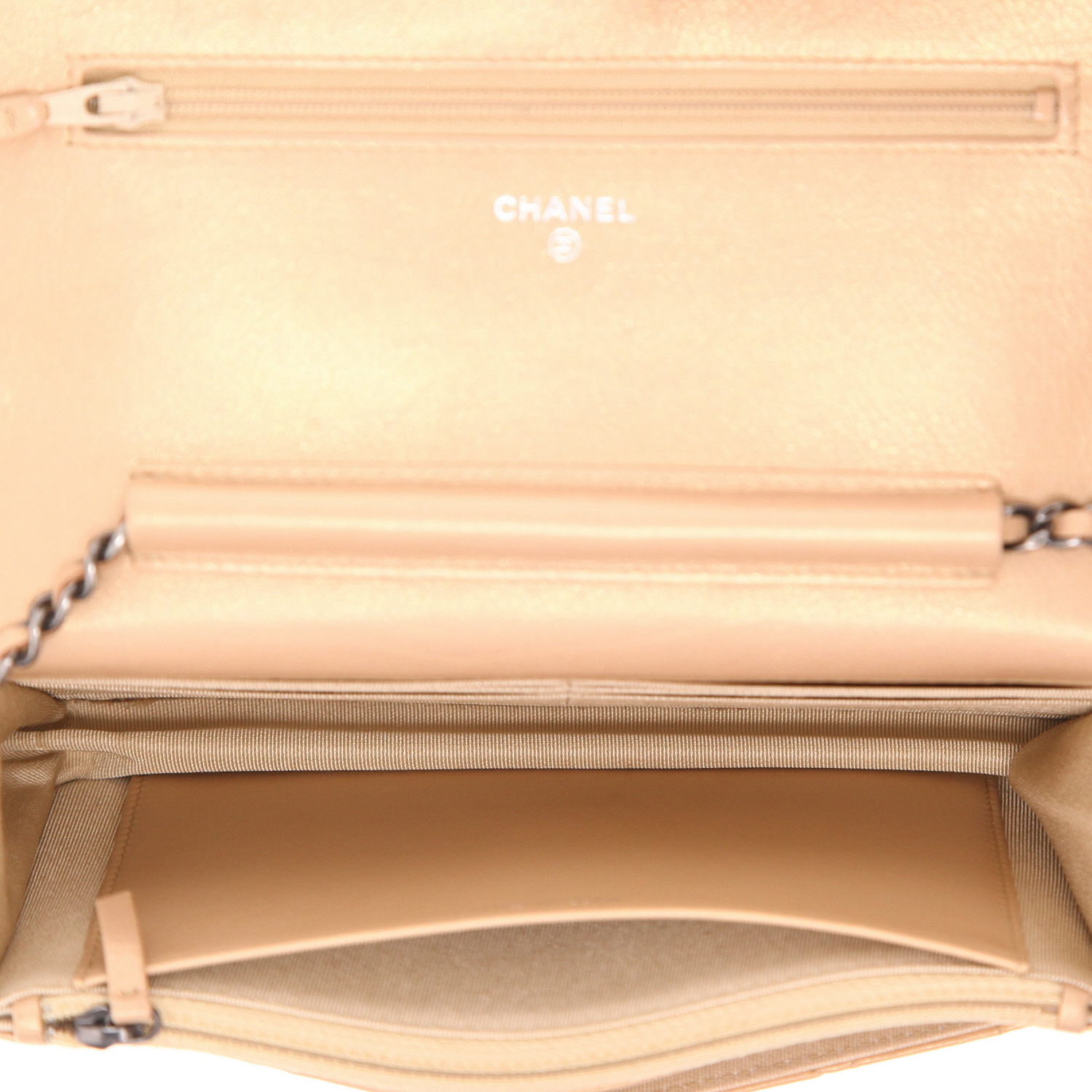 Borsa a tracolla Chanel  2.55 - Wallet on Chain in pelle trapuntata beige - Detail D3