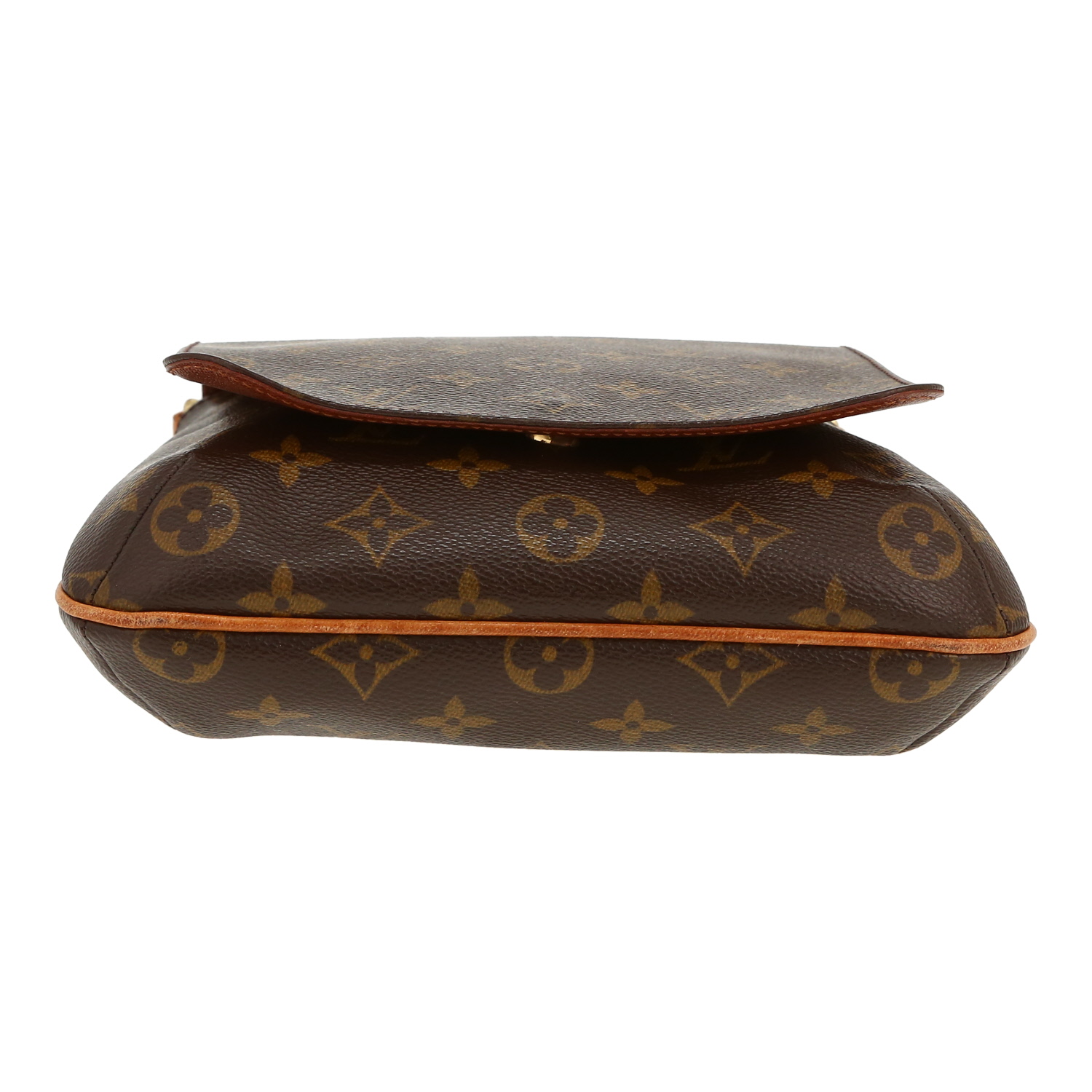 Sac bandoulière Louis Vuitton  Musette en toile monogram marron et cuir naturel - Detail D1