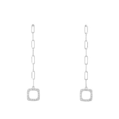 Pendientes colgantes Dinh Van Impressions de oro blanco y diamantes