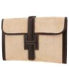 Pochette Hermès  Jige en toile beige et cuir box marron - 00pp thumbnail