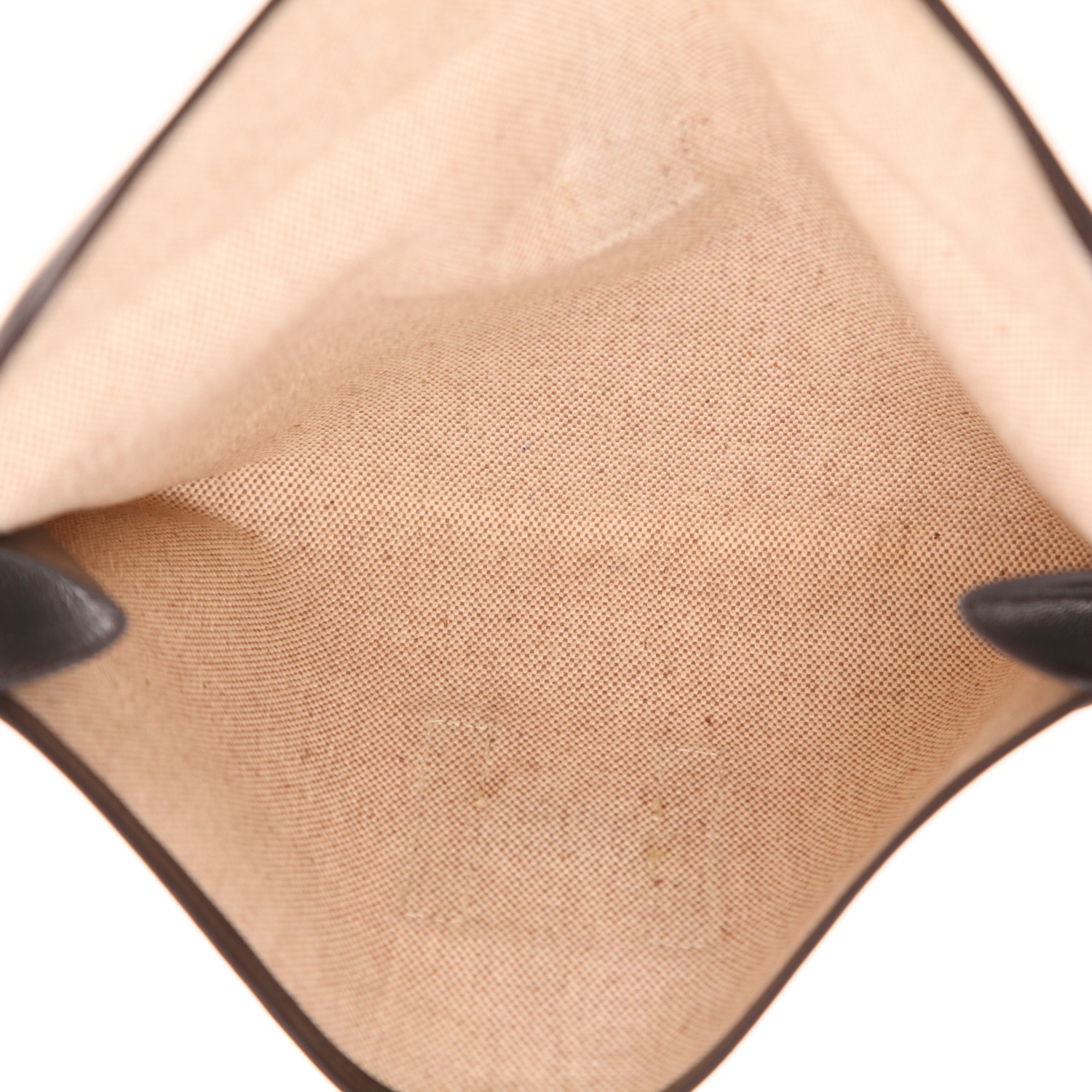 Pochette Hermès  Jige en toile beige et cuir box marron - Detail D3