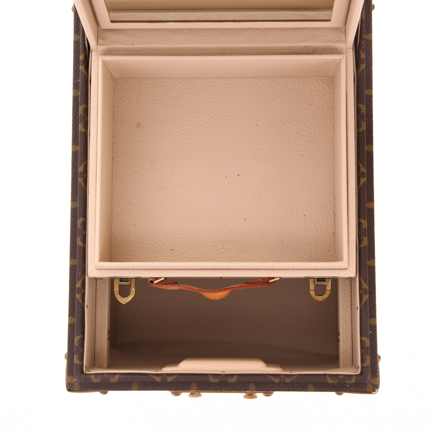 Vanity Louis Vuitton  Boîte à flacons en toile monogram marron et cuir naturel - Detail D4