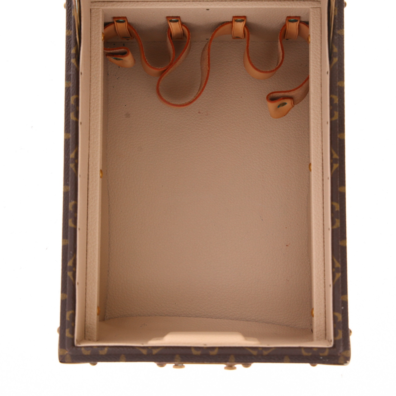 Vanity Louis Vuitton  Boîte à flacons en toile monogram marron et cuir naturel - Detail D5