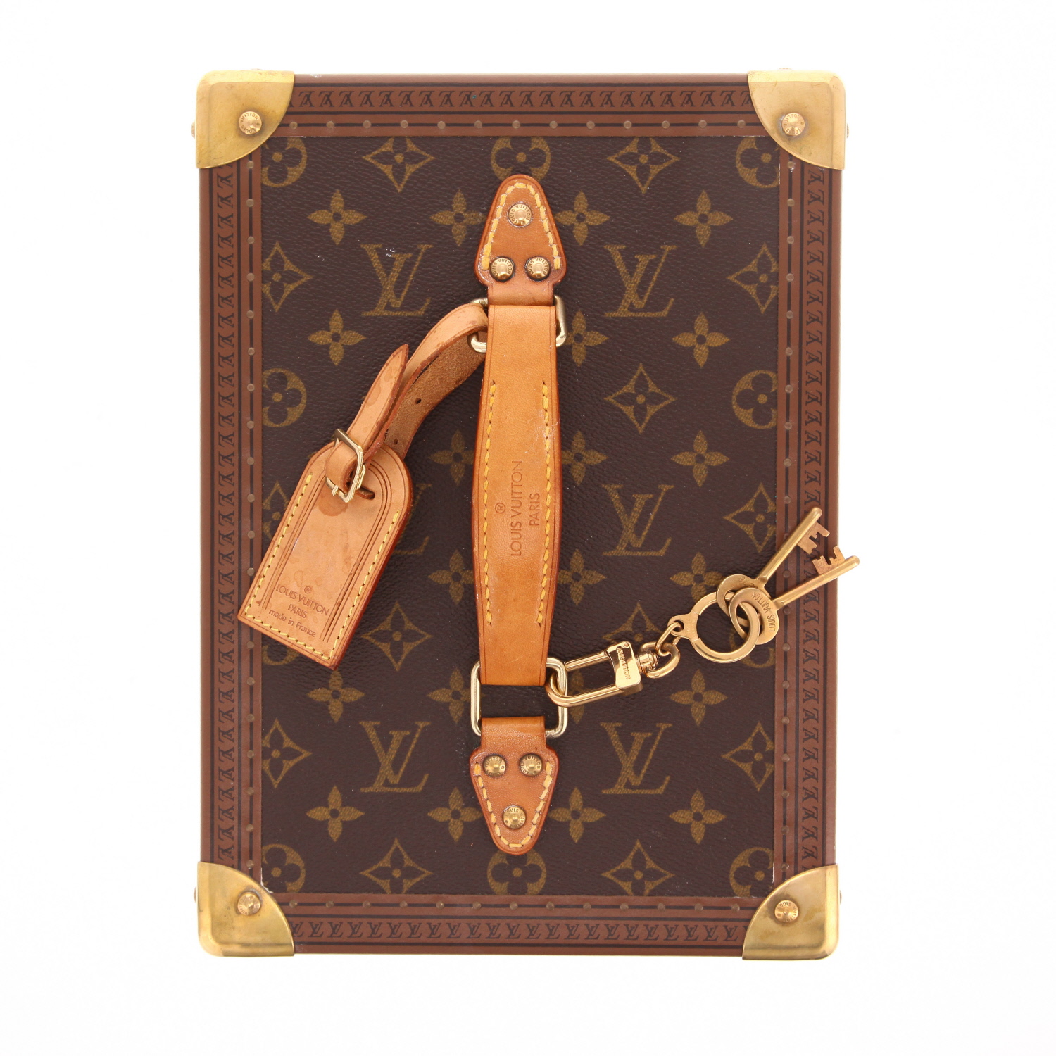 Vanity Louis Vuitton  Boîte à flacons en toile monogram marron et cuir naturel - Detail D7