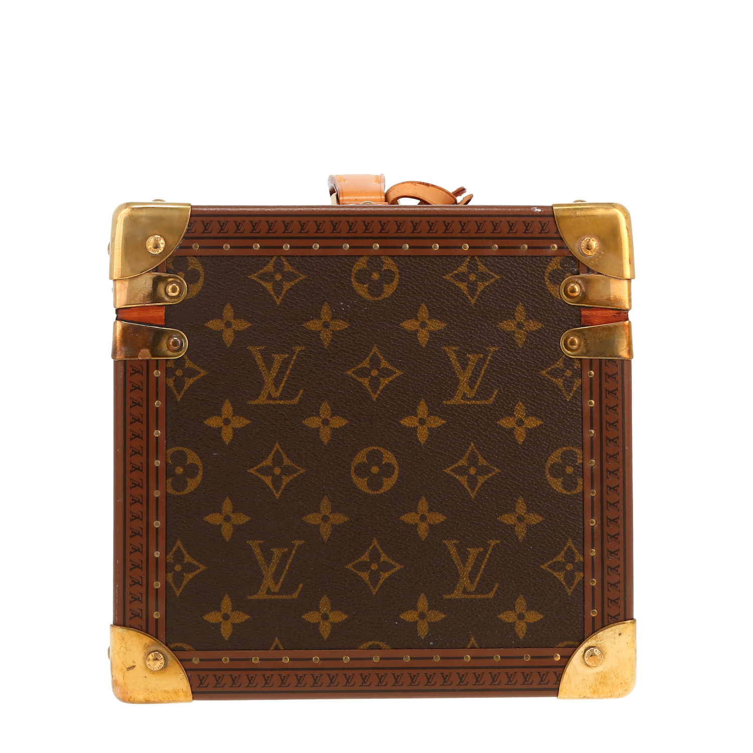 Vanity Louis Vuitton  Boîte à flacons en toile monogram marron et cuir naturel - Detail D8