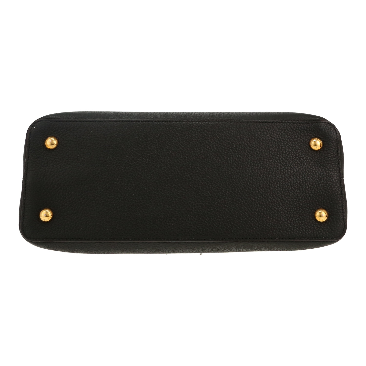 Sac à main Louis Vuitton Capucines grand modèle en cuir taurillon clémence noir - Detail D1