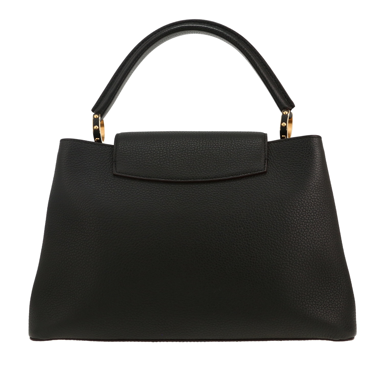 Sac à main Louis Vuitton Capucines grand modèle en cuir taurillon clémence noir - Detail D4