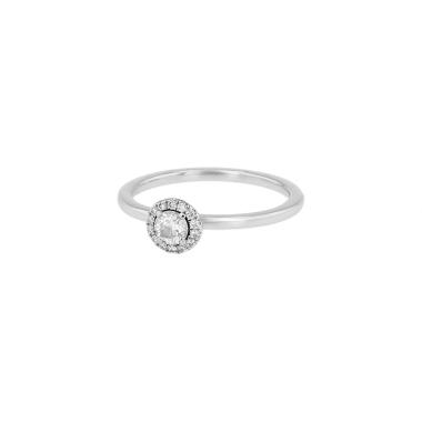 Anello solitario De Beers Aura in platino e diamanti