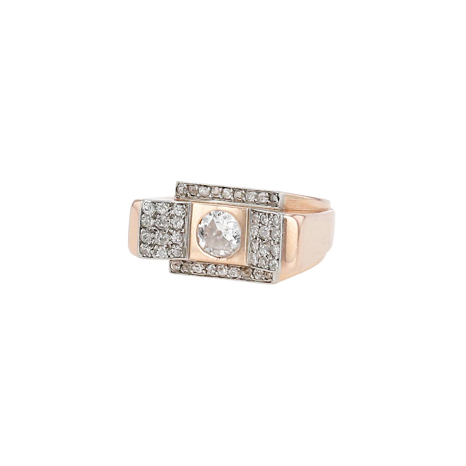 Bague Tank Vintage  en or rose, platine et diamants - 00pp