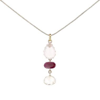Collana H. Stern  in oro giallo, quarzo e rubino