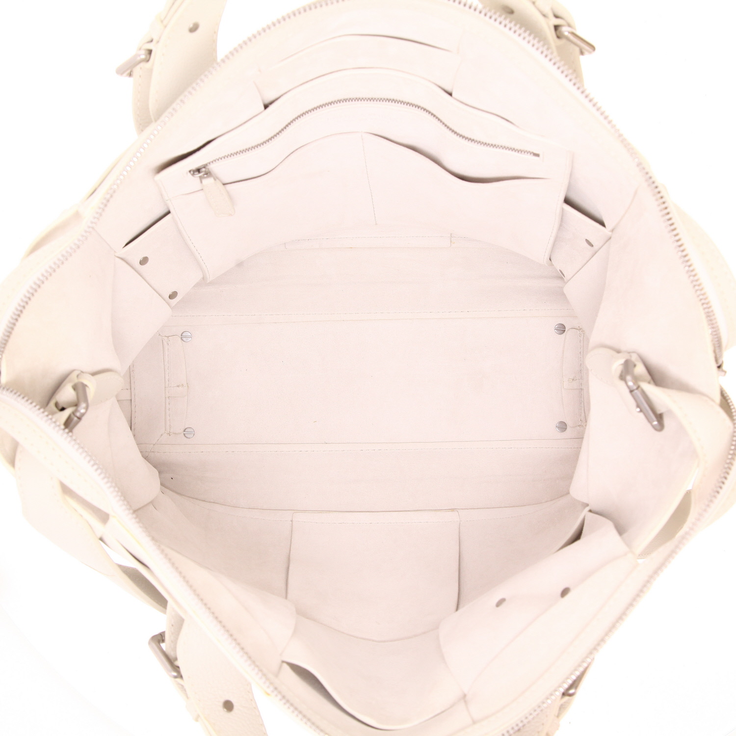 Sac de voyage Bottega Veneta Arco en cuir intrecciato crème - Detail D3