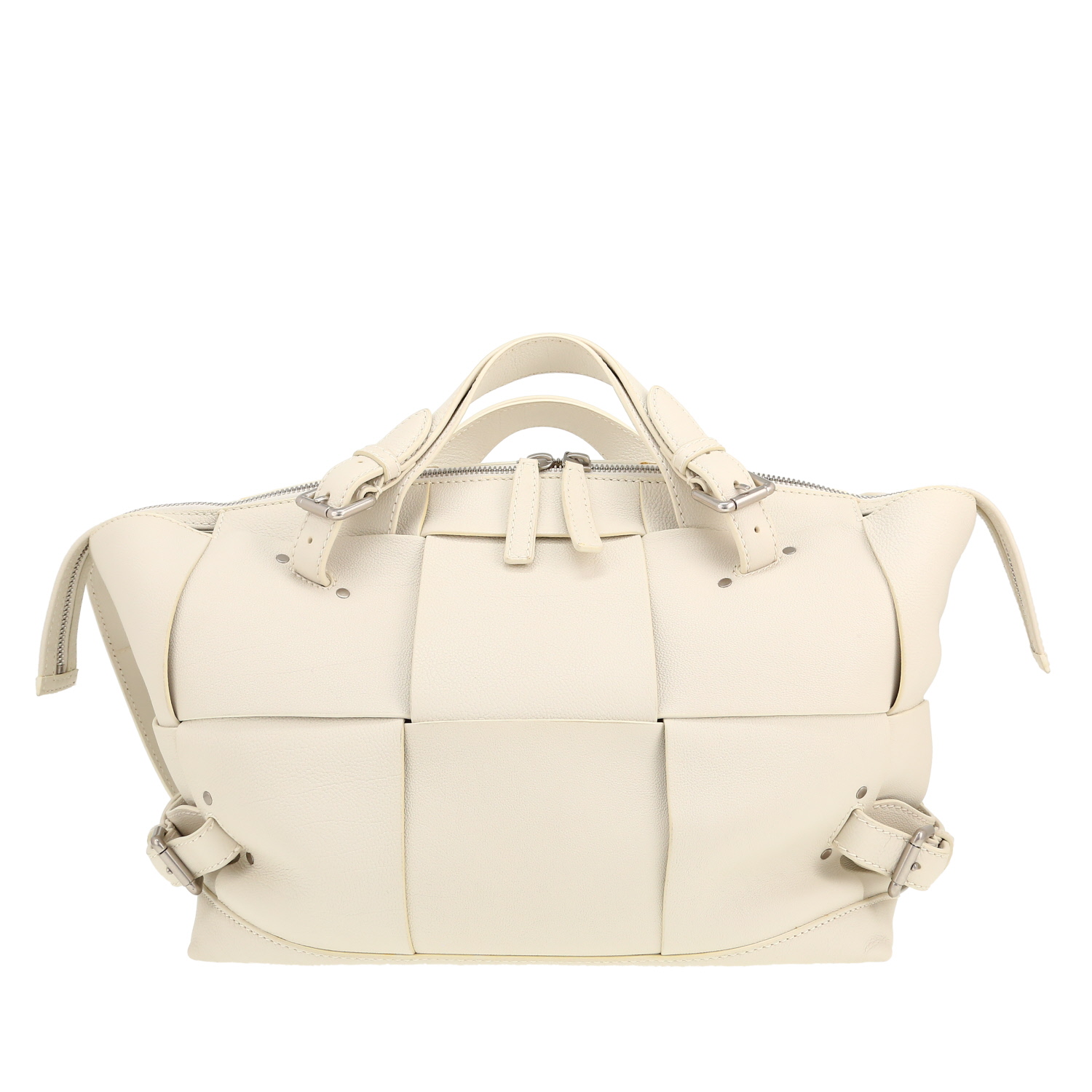 Sac de voyage Bottega Veneta Arco en cuir intrecciato crème - Detail D4