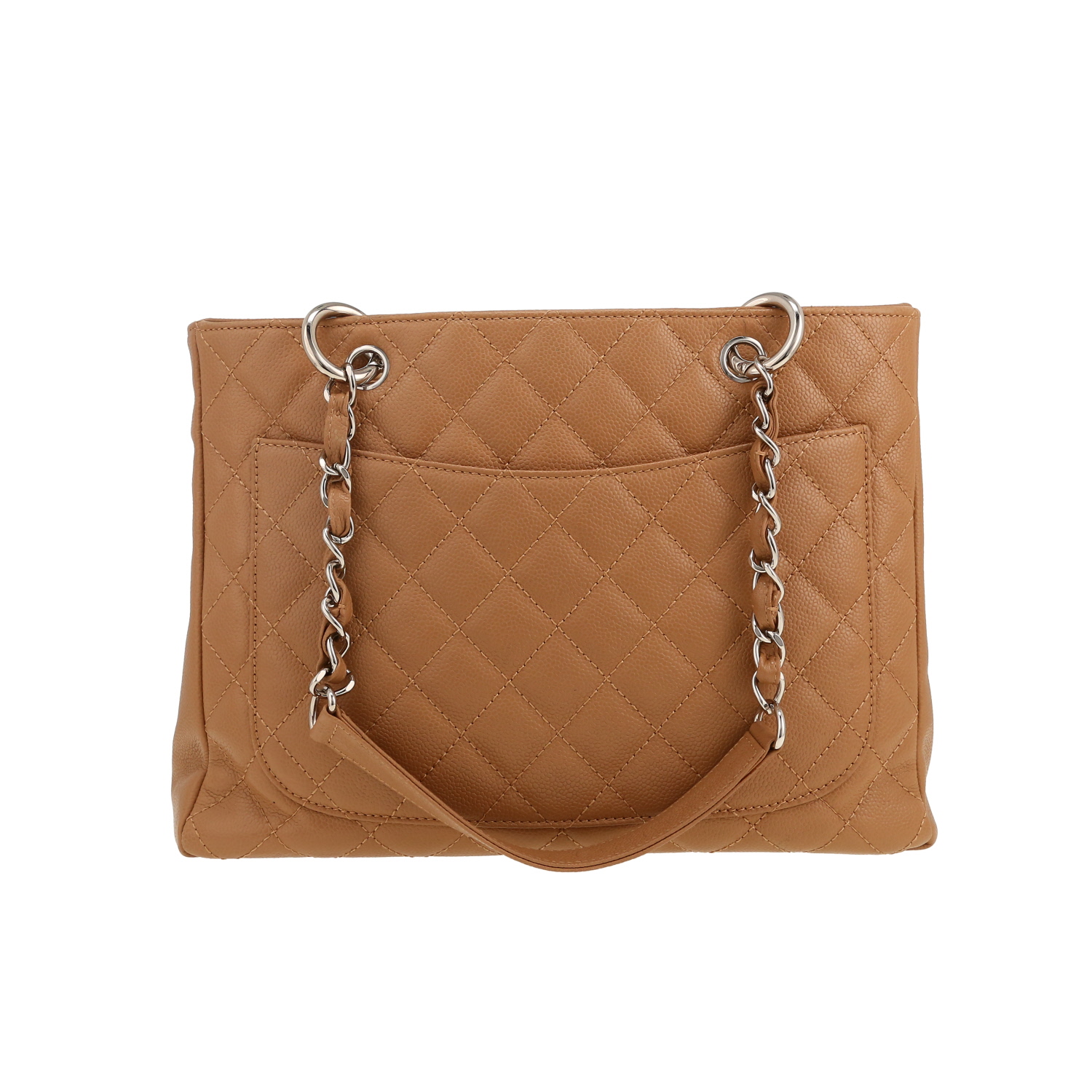 Sac cabas Chanel  Shopping GST en cuir grainé matelassé beige - Detail D4