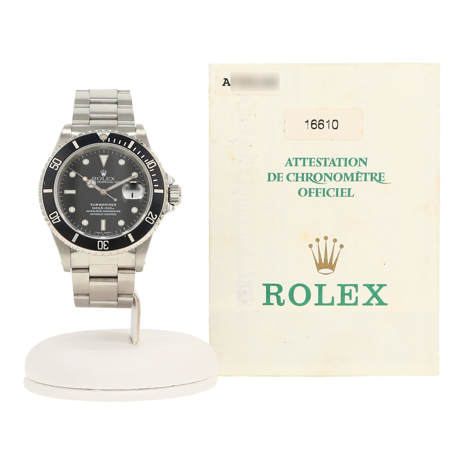 Montre Rolex Submariner Date en acier Ref: Rolex - 16610  Vers 1998