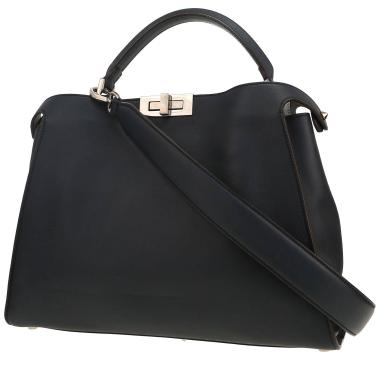 Fendi  Peekaboo handbag  in dark blue leather