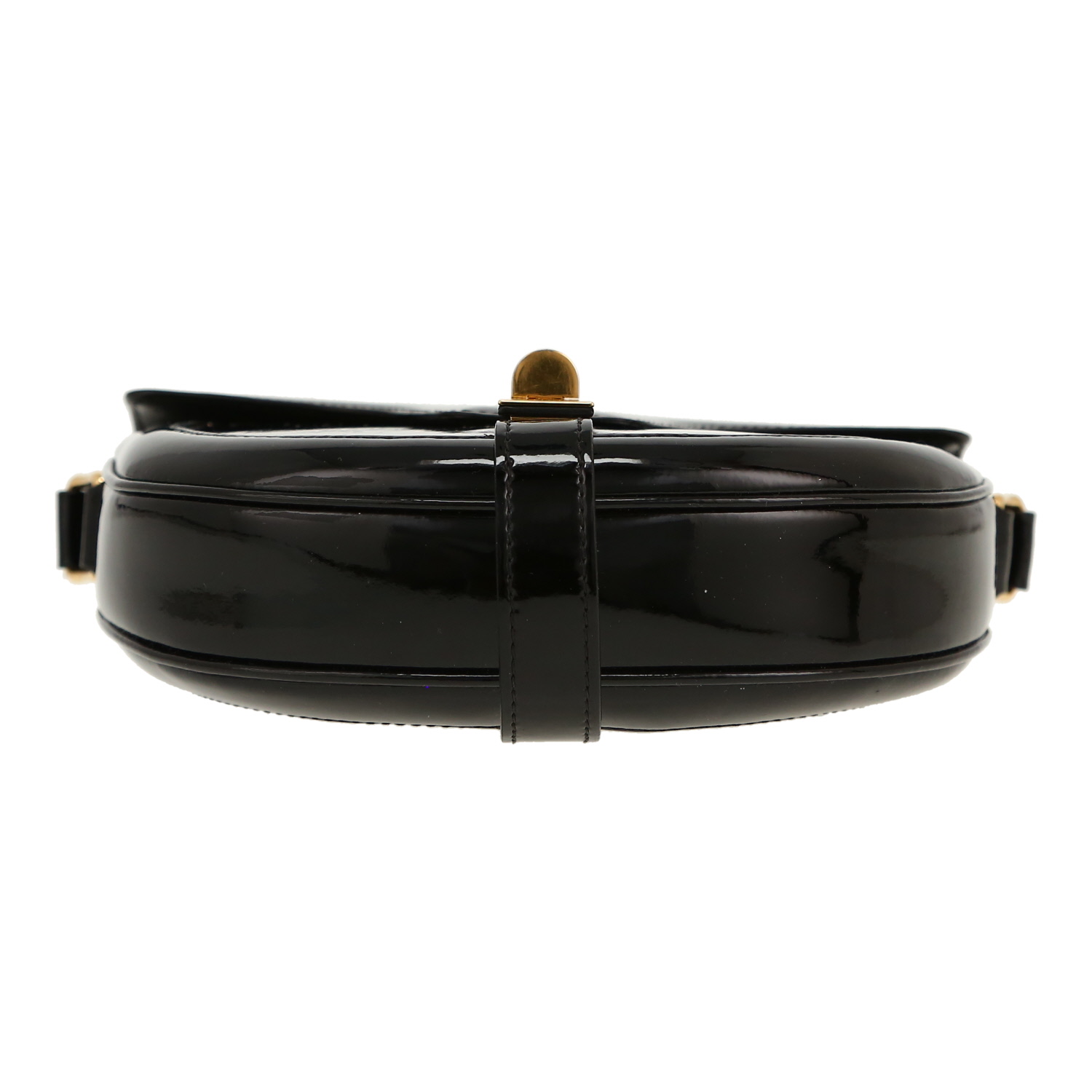 Sac bandoulière Celine 16 petit modèle en cuir verni noir - Detail D1