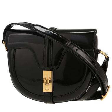 Sac bandoulière Celine  16 petit modèle  en cuir verni noir