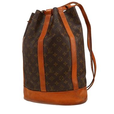 Sac à dos Louis Vuitton  Randonnée en toile monogram marron et cuir naturel