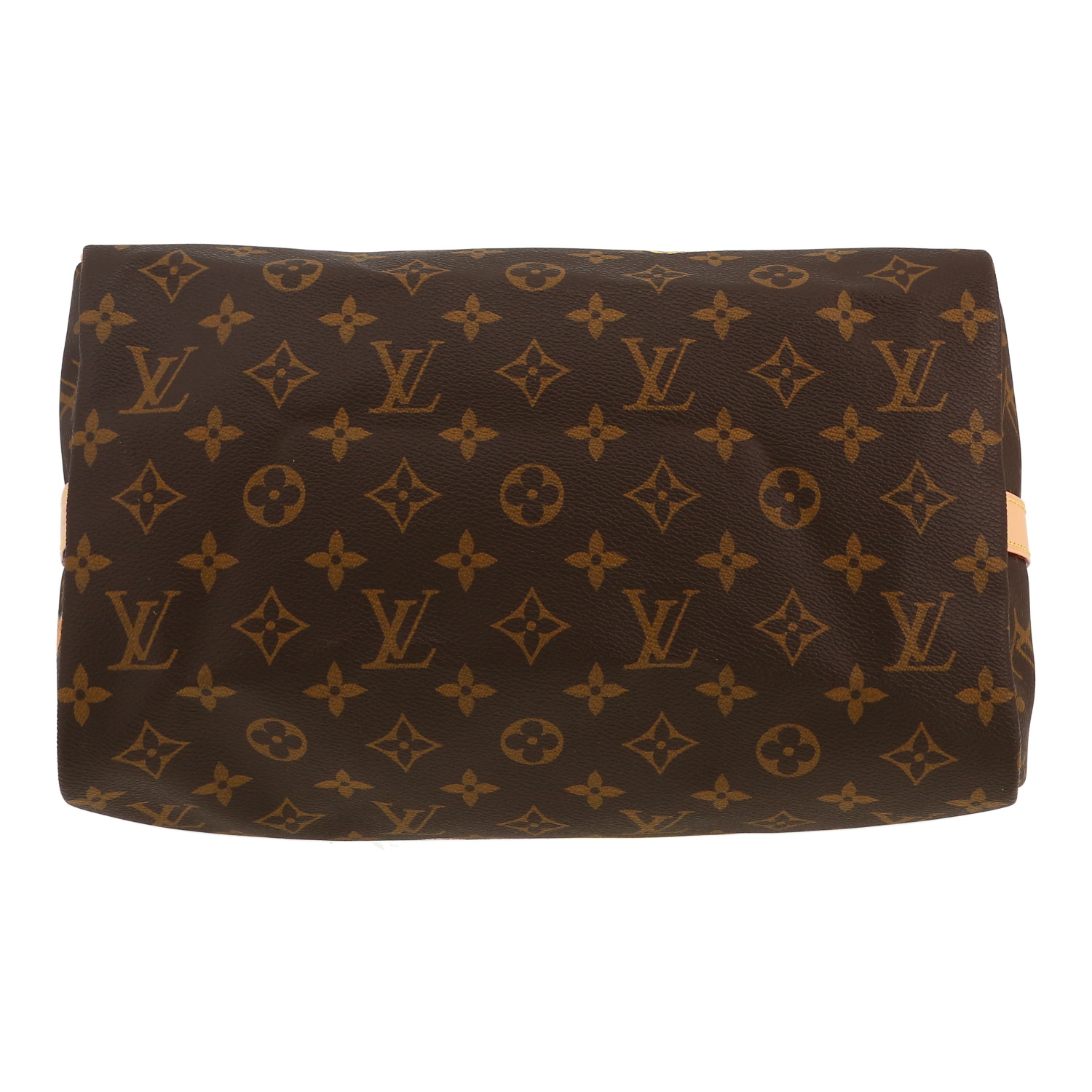 Bolso de mano Louis Vuitton  Speedy 30 en lona Monogram marrón y cuero natural - Detail D1