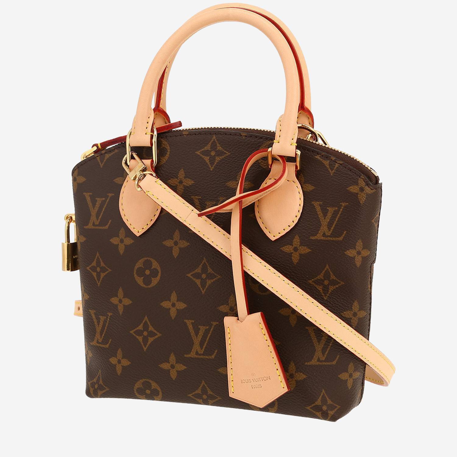 Bolso bandolera Louis Vuitton  Lockit BB en lona Monogram marrón y cuero natural