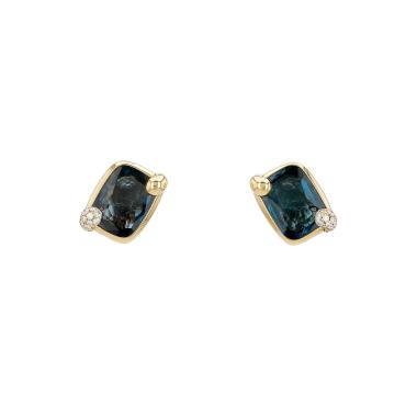 Pendientes Pomellato Ritratto modelo pequeño de oro rosa, topacio azul y diamantes