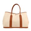 Shopping bag Hermès  Garden in tela beige e pelle marrone - Detail D4 thumbnail