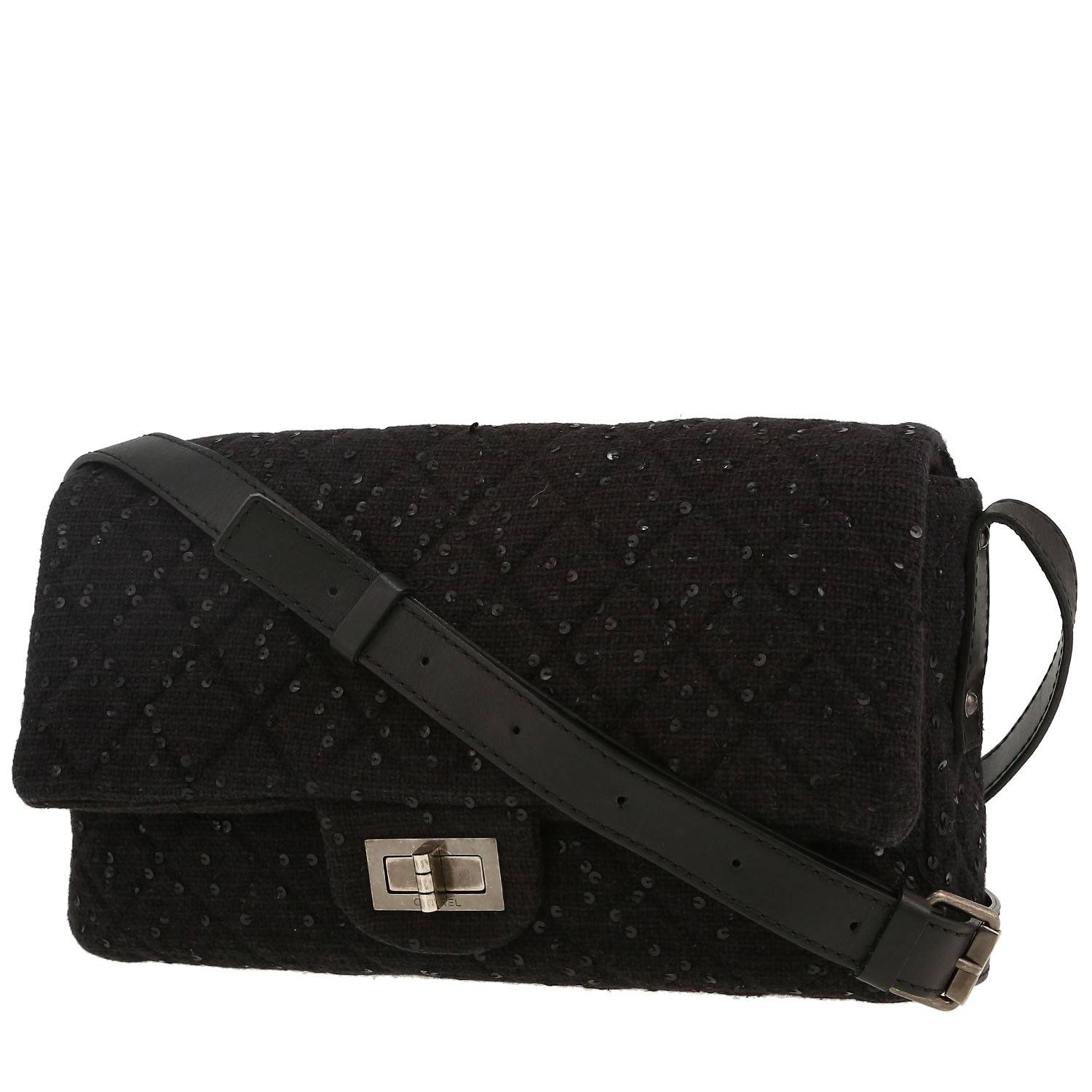 Borsa a tracolla Chanel  2.55 in tweed nero