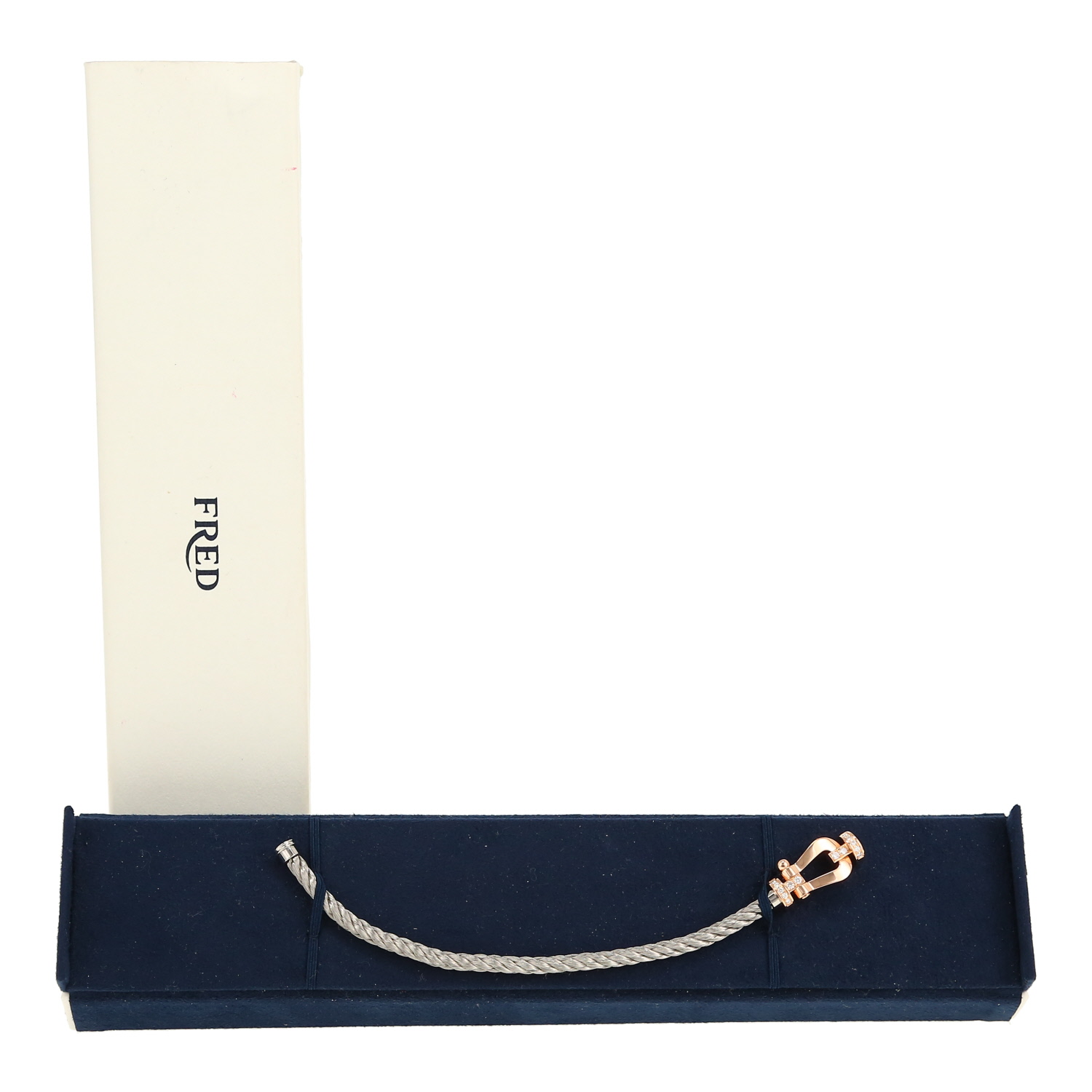 Fred Force 10 large model bracelet in pink gold, diamonds and stainless steel - Detail D2