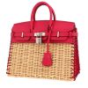 Hermès  Birkin 25 cm Picnic handbag  in raspberry pink Swift leather  and wicker - 00pp thumbnail