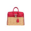 Hermès  Birkin 25 cm Picnic handbag  in raspberry pink Swift leather  and wicker - 360 thumbnail