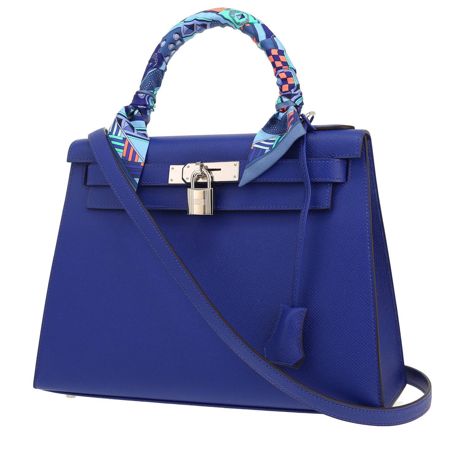 Borsa Hermès  Kelly 28 cm in pelle Epsom blu