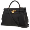 Sac à main Hermès  Kelly 35 cm en cuir taurillon clémence bleu - 00pp thumbnail