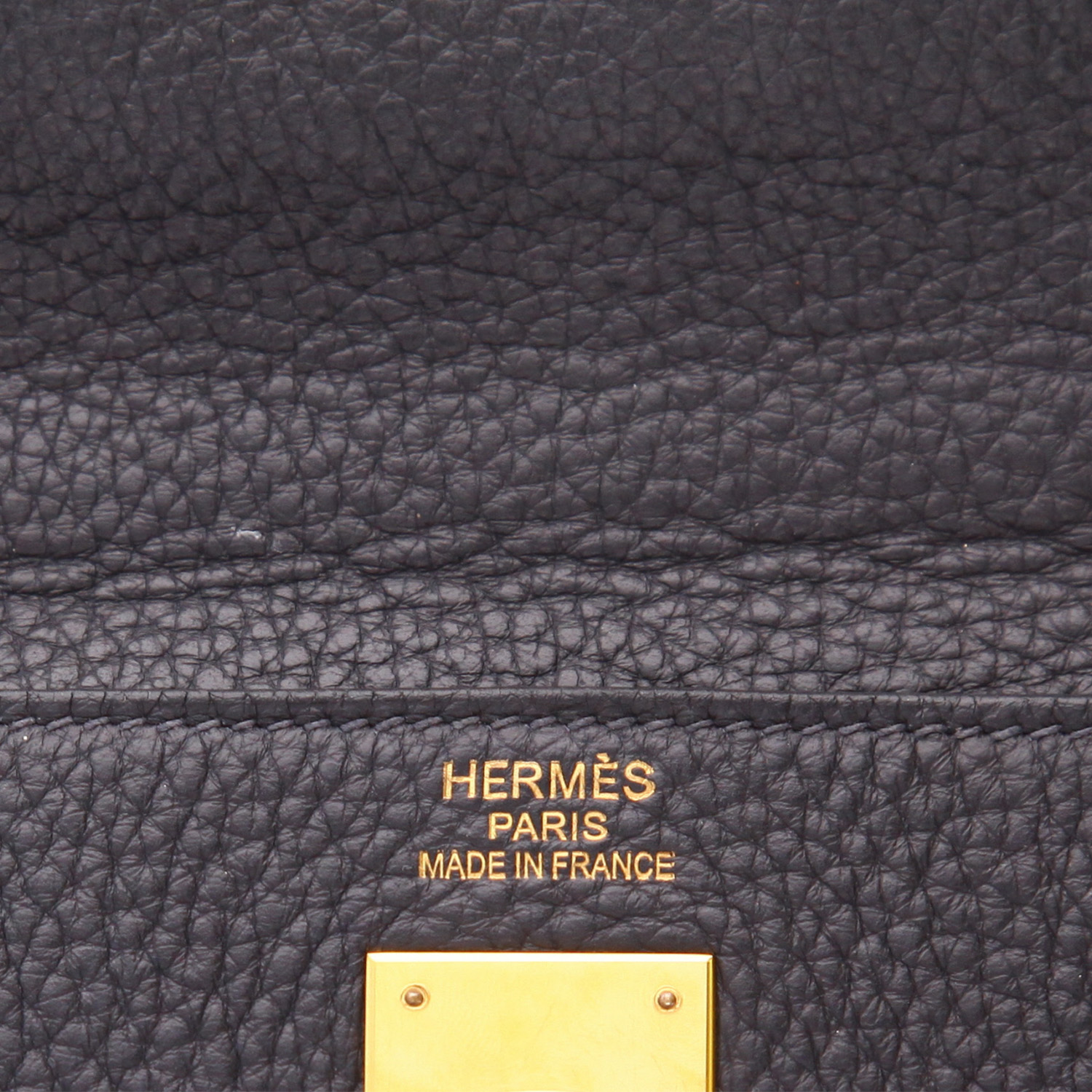 Hermès  Kelly 35 cm handbag  in blue leather taurillon clémence - Detail D2