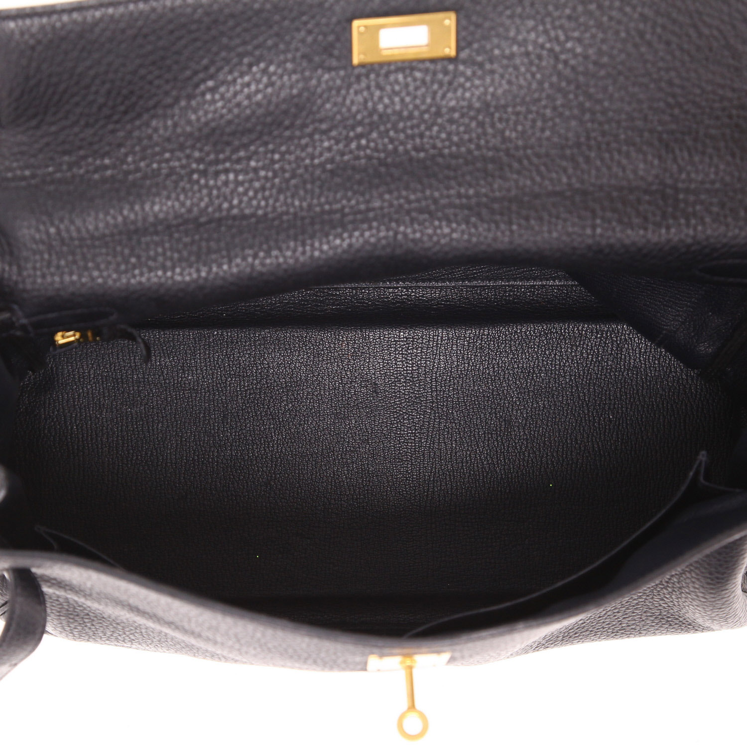 Bolso de mano Hermès  Kelly 35 cm en cuero taurillon clémence azul - Detail D3