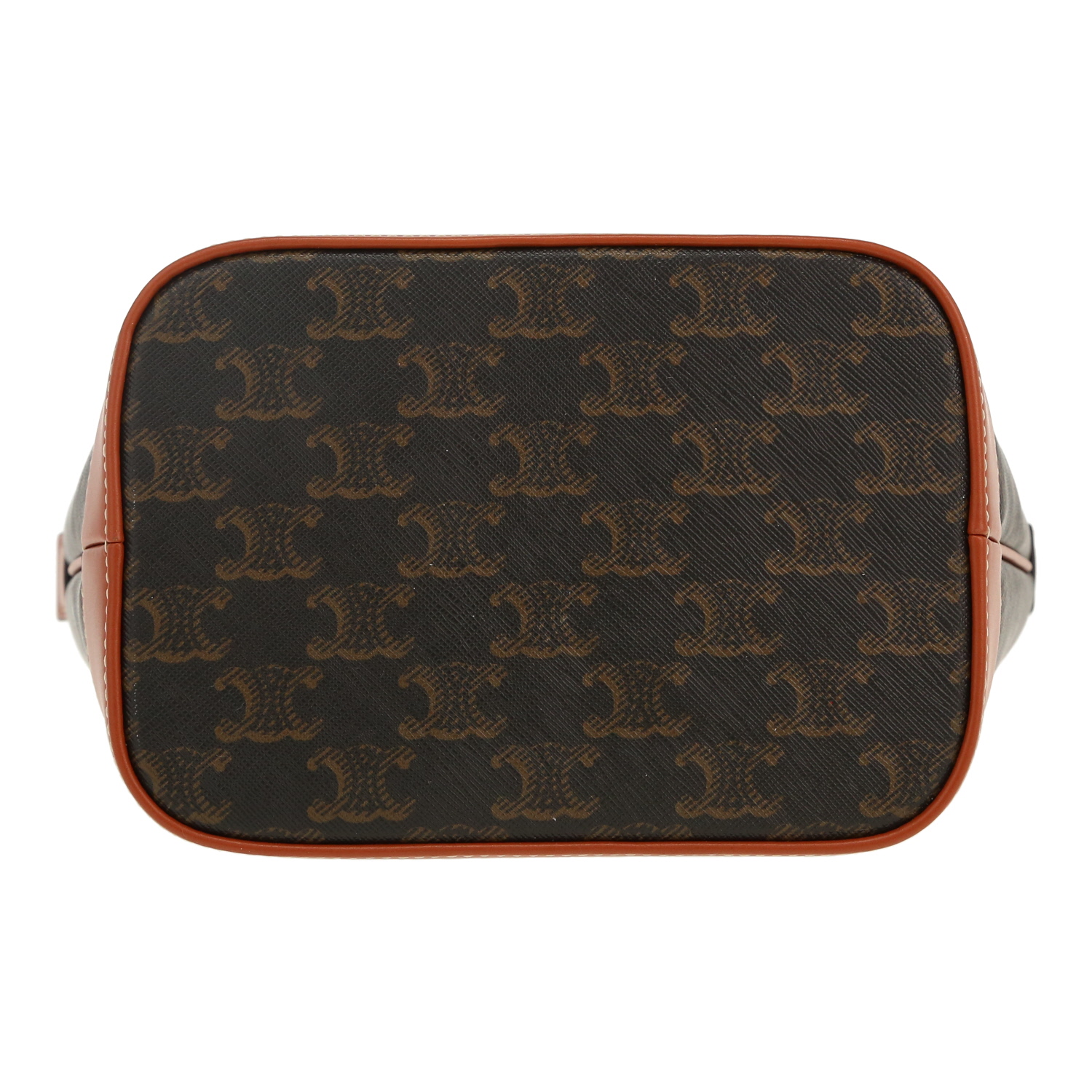 Borsa a tracolla Celine  Seau modello piccolo  in tela "Triomphe" marrone e pelle marrone - Detail D1