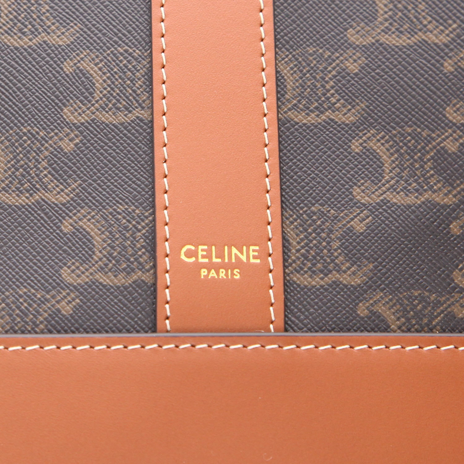 Borsa a tracolla Celine  Seau modello piccolo  in tela "Triomphe" marrone e pelle marrone - Detail D2