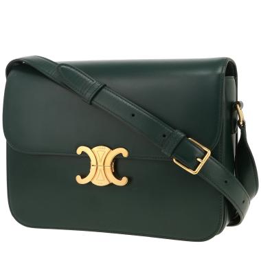Bolso bandolera Celine  Triomphe modelo grande  en cuero verde