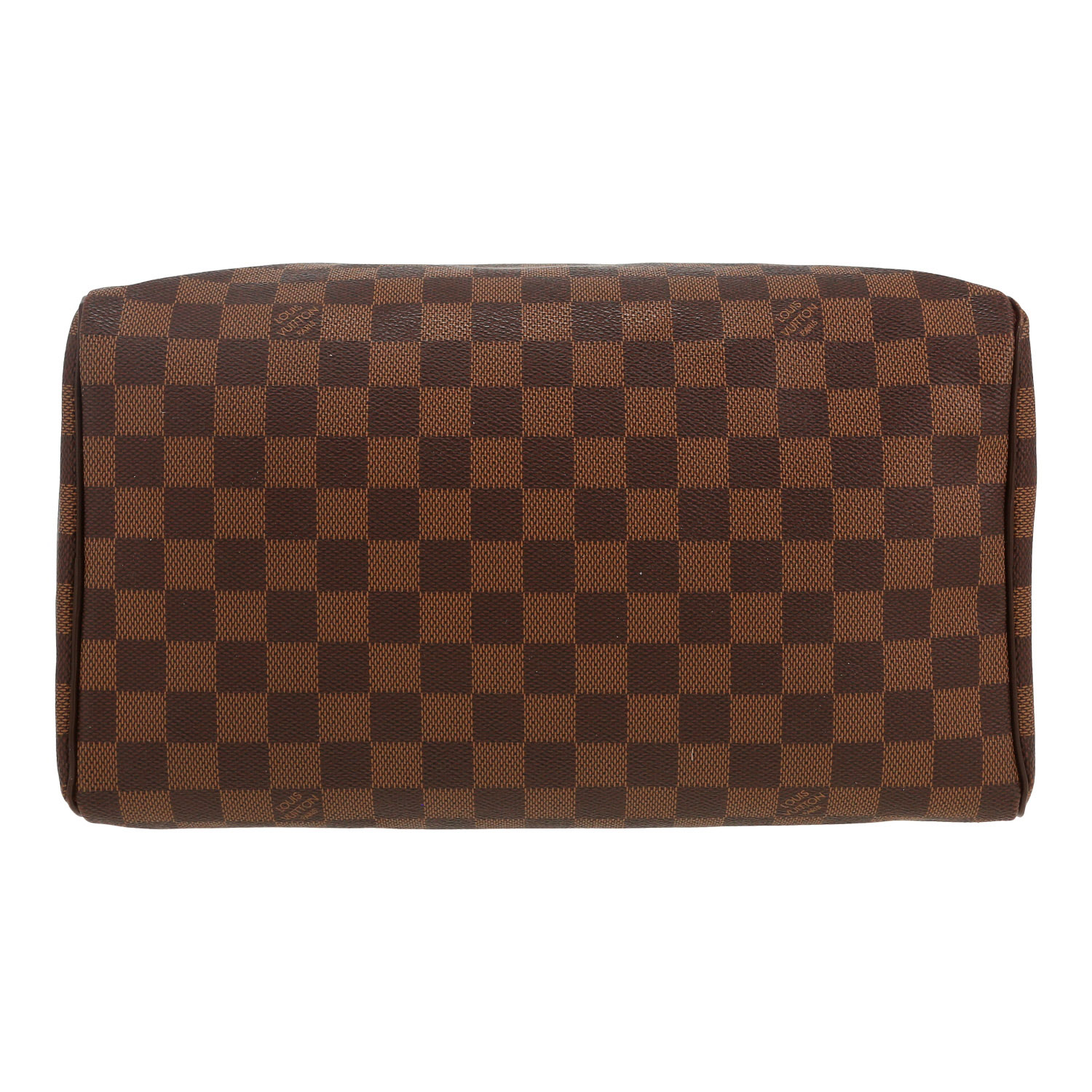 Sac à main Louis Vuitton  Speedy 30 en toile damier ébène et cuir marron - Detail D1