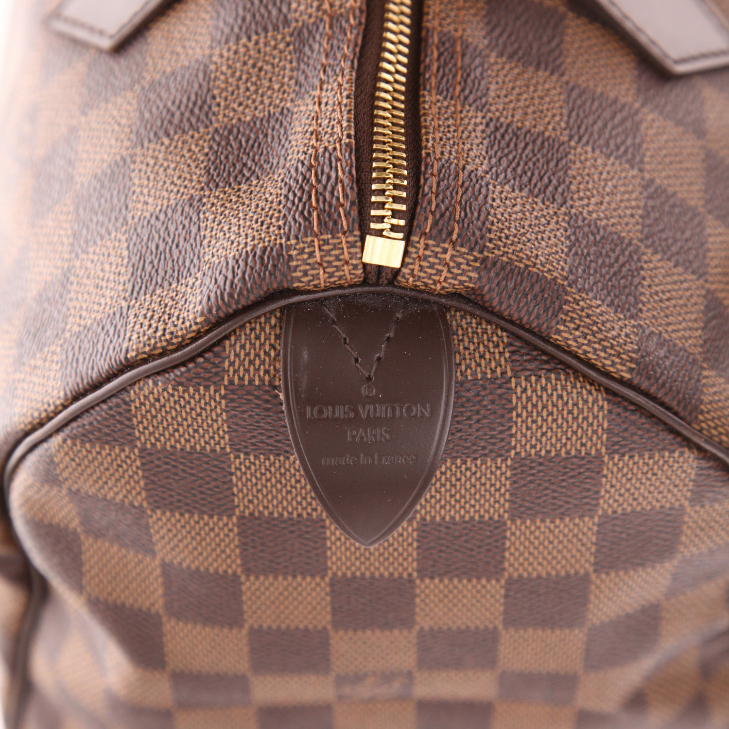 Borsa Louis Vuitton  Speedy 30 in tela a scacchi ebana e pelle marrone - Detail D2