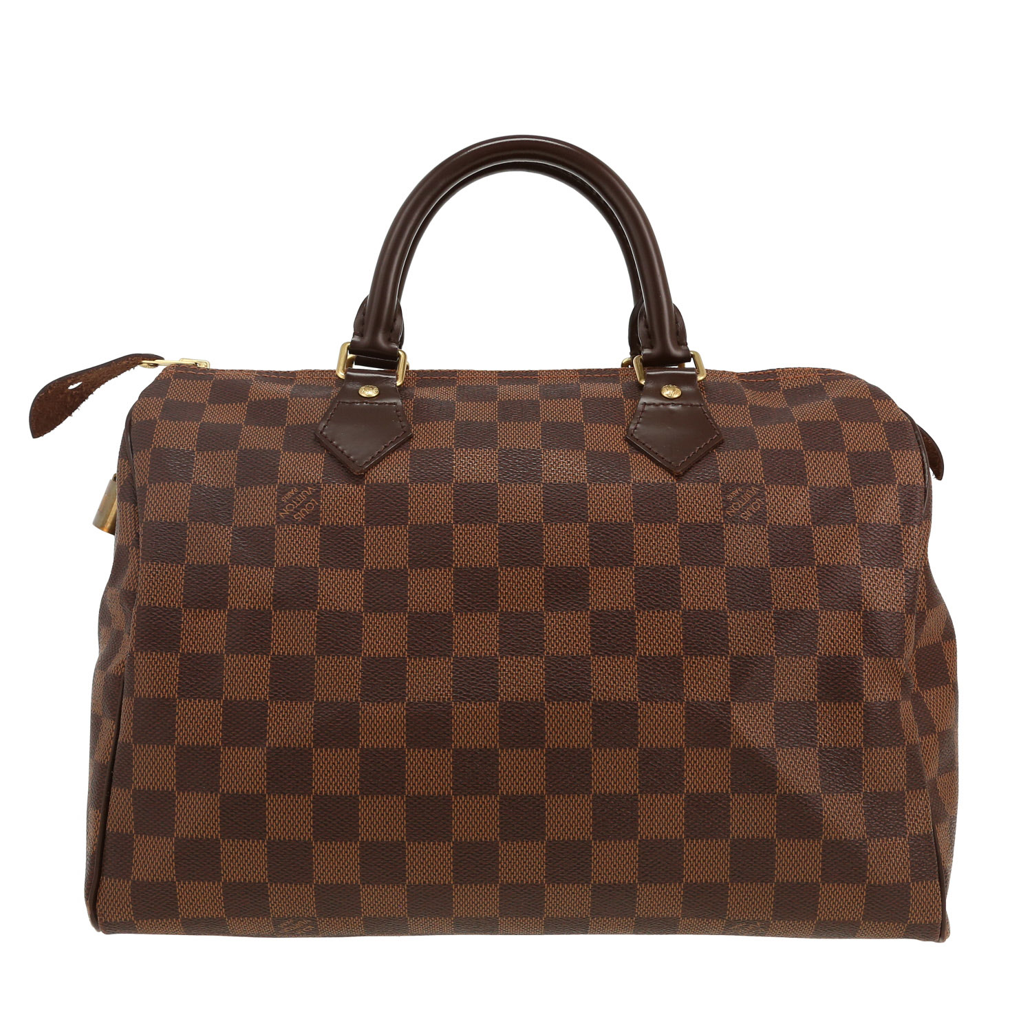 Borsa Louis Vuitton  Speedy 30 in tela a scacchi ebana e pelle marrone - Detail D4