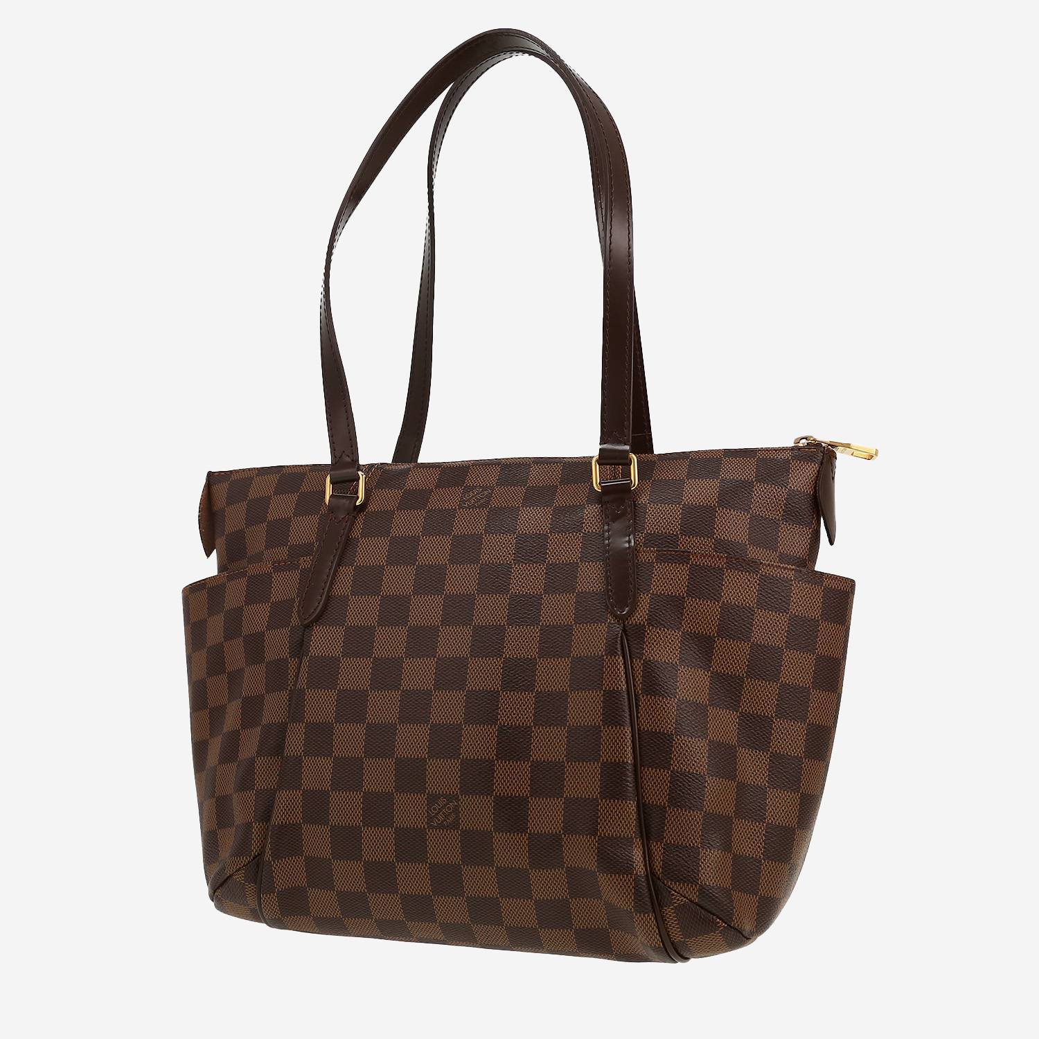 Bolso de mano Louis Vuitton  Totally en lona a cuadros ébano y cuero marrón